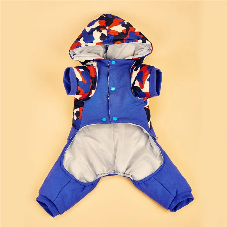 TG-CL062 Camouflage Splicing Pet Dog Hoodie Coat Waterproof Winter Puppy Costumes - Blue/Size 14
