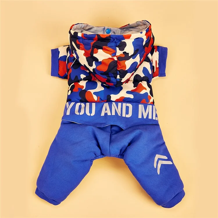 TG-CL062 Camouflage Splicing Pet Dog Hoodie Coat Waterproof Winter Puppy Costumes - Blue/Size 14