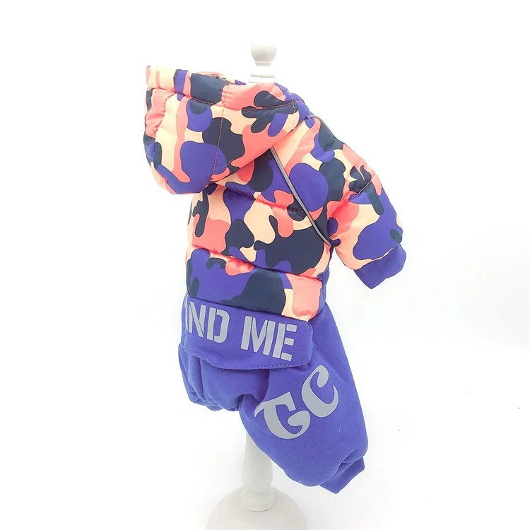 TG-CL062 Camouflage Splicing Pet Dog Hoodie Coat Waterproof Winter Puppy Costumes - Blue/Size 14