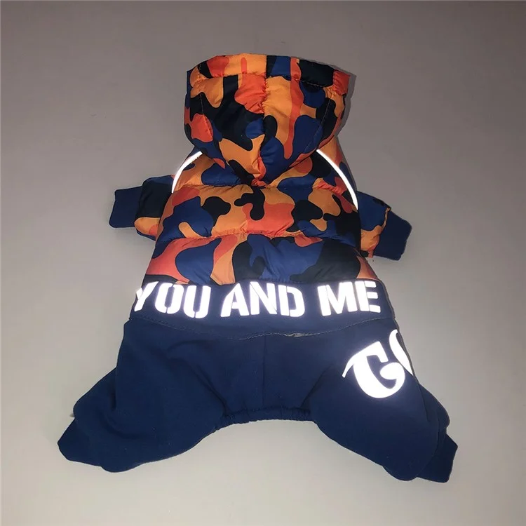TG-CL062 Camouflage Splicing Pet Dog Hoodie Coat Waterproof Winter Puppy Costumes - Blue/Size 14