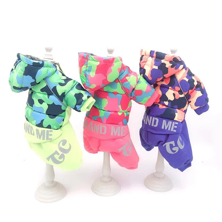 TG-CL062 Camouflage Splicing Pet Dog Hoodie Coat Waterproof Winter Puppy Costumes - Blue/Size 14