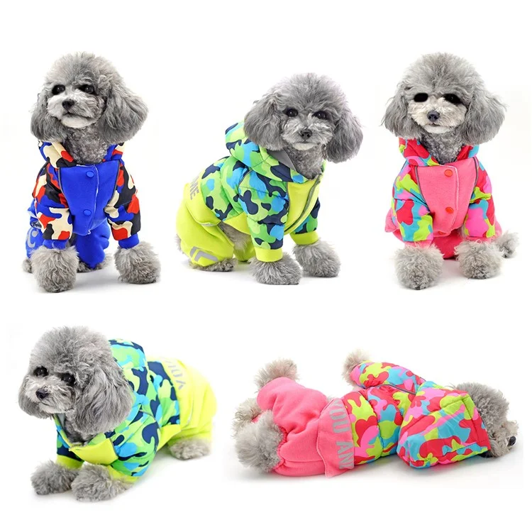 TG-CL062 Camouflage Splicing Pet Dog Hoodie Coat Waterproof Winter Puppy Costumes - Blue/Size 14
