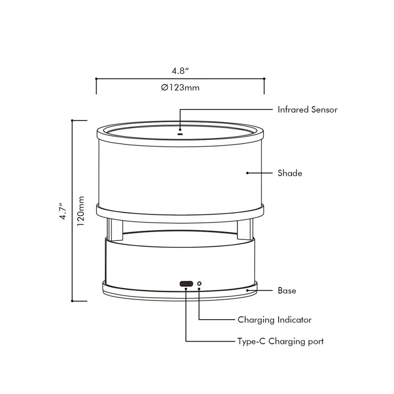 COMELY Cartello S Wielkość lampy nocnej LED w stylu nordycznym, ładowana lampa stołowa z regulacją jasności przez indukcję podczerwieni, oświetlenie do sypialni i domu