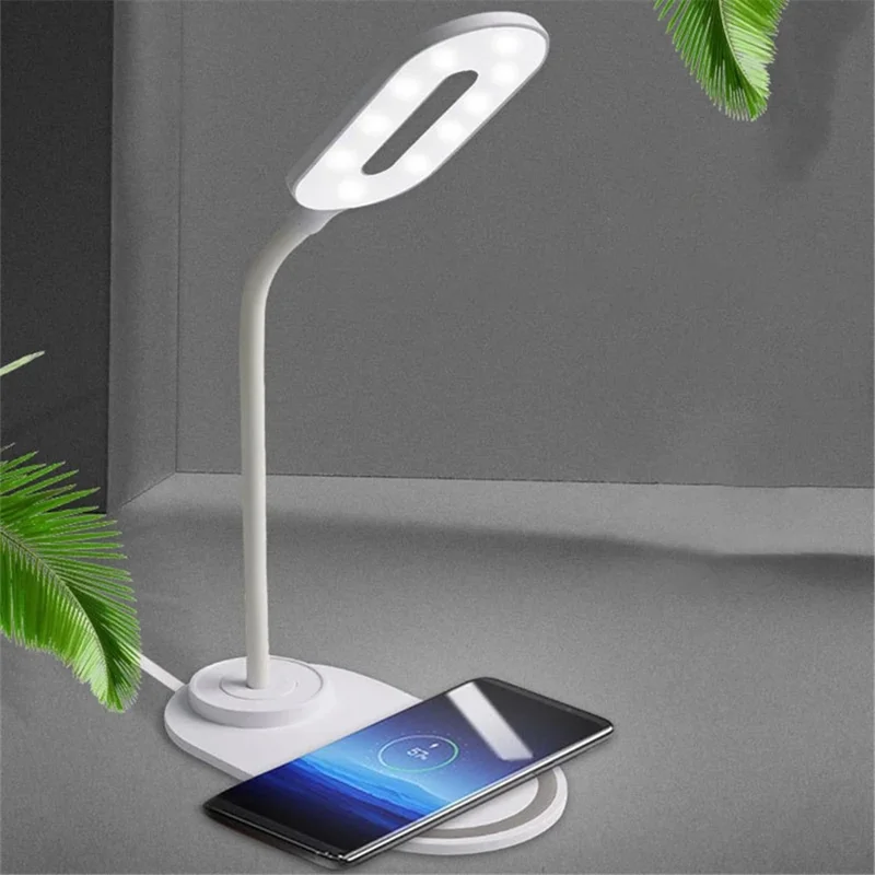 WTC-K32 10W Wireless Charging LED Desk Lamp Smart Eye Protection USB Folding Table Light - Blue
