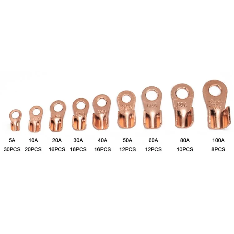 a2964 140pcs 5a / 10a / 20a / 30a / 40a / 50a / 60a / 80a / terminaux 100a open barrel set wire crimp cable câble corpor terminal connecteurs avec boîte de rangement
