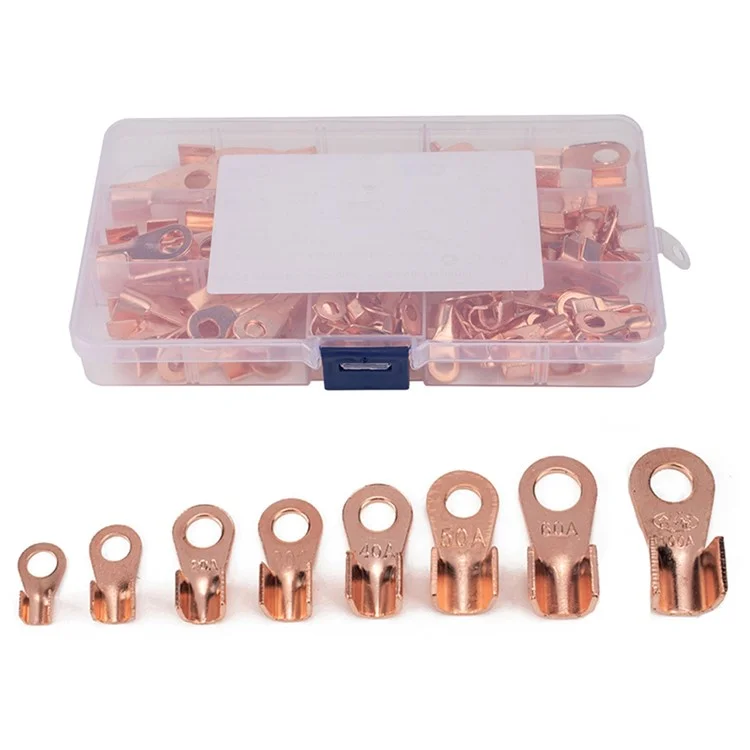 a2965 185pcs open barrel terminals set 5a / 10a / 20a / 30a / 40a / 50a / 60a / 100a fil de câble à sertissage lug connecteurs de bornes en cuivre