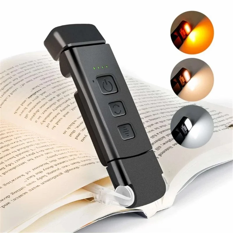 Luz de Lámpara LED de Lectura de Plástico de Los Ojos Luz Led Light Con Soporte de Página de Libro - Negro