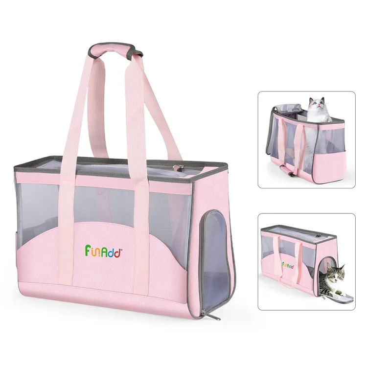 FUNADD FA1002 Nylon Cloth Pet Cat Carrier Bag Tote Handbag for Small Dog - Pink