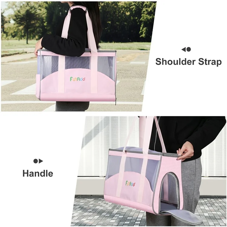 FUNADD FA1002 Nylon Cloth Pet Cat Carrier Bag Tote Handbag for Small Dog - Pink