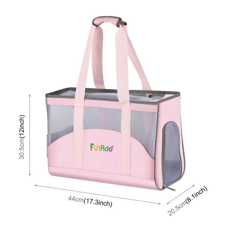 FUNADD FA1002 Nylon Cloth Pet Cat Carrier Bag Tote Handbag for Small Dog - Pink