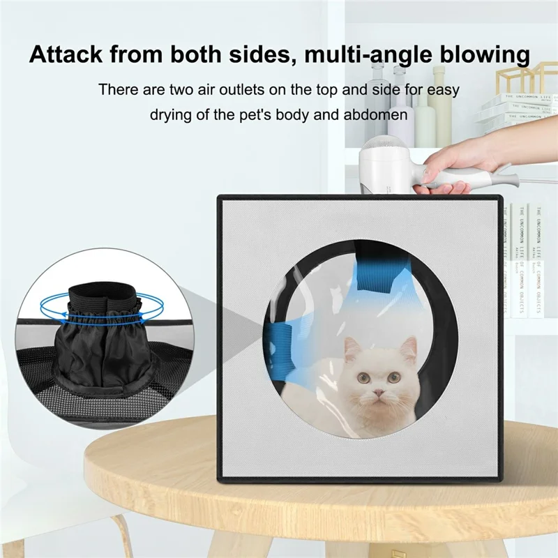 FUNADD FA2001 600D Nylon Pet Drying Box Dog Cat Hair Blowing Dry Box with Clear PVC Window - White