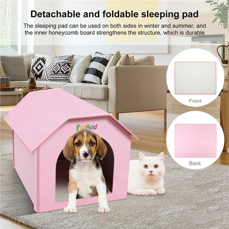 FUNADD FA2002 Collapsible Pet House with Double-sided Mat Waterproof Nylon Dog Cat Tent - Pink