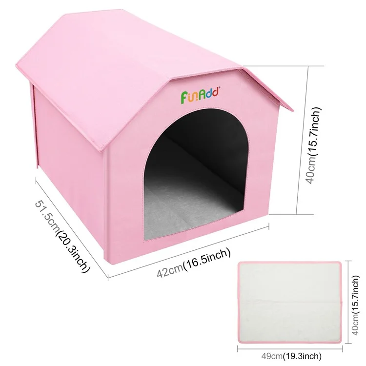 FUNADD FA2002 Faltbares Haustierbett mit beidseitiger Matte, wasserdicht, Nylon-Hunde- und Katzengeschäft - Pink