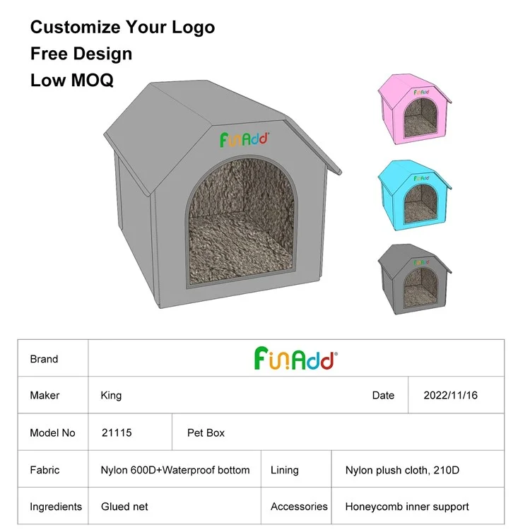 FUNADD FA2002 Faltbares Haustierbett mit beidseitiger Matte, wasserdicht, Nylon-Hunde- und Katzengeschäft - Pink