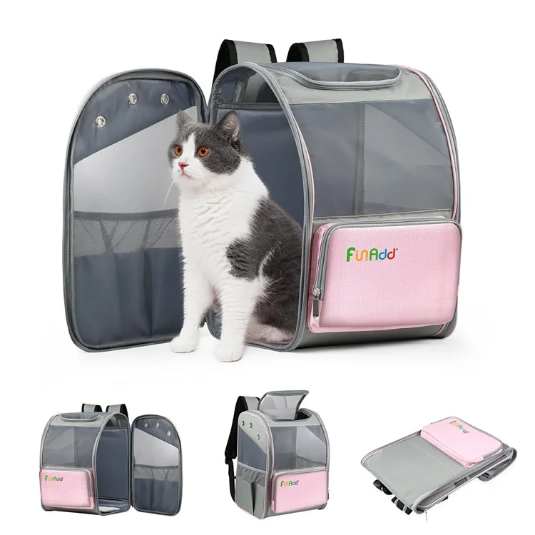 FUNADD FA1003 600D Nylon Breathable Pet Backpack Dog Cat Carrier Dual Shoulders Bag - Pink