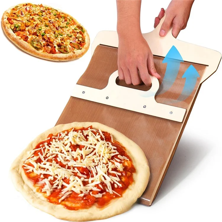 Sliding Pizza Peel Shovel Wooden Non-Stick Pizza Slide Spatula Baking Tool (BPA-Free, No FDA Certificate)