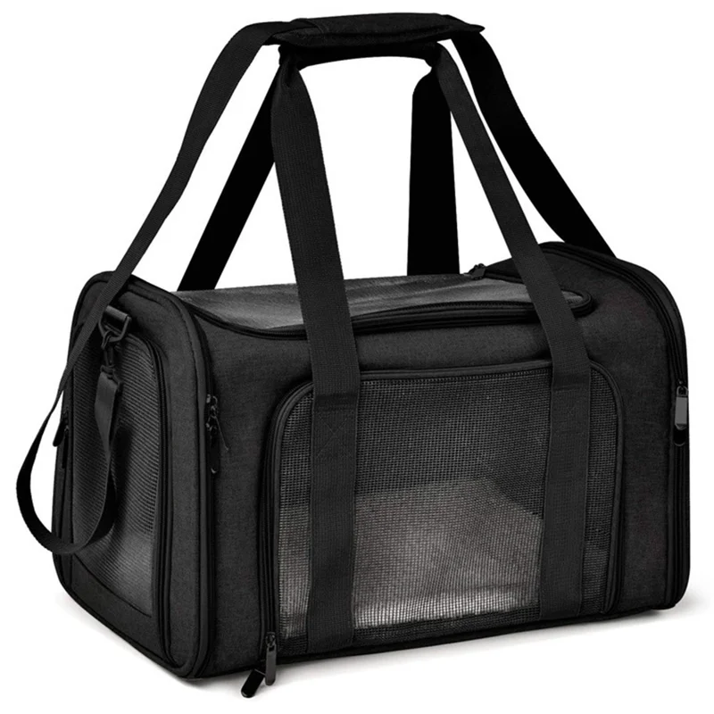 Cat Dog Carrier for Pets within 8KG Airline Approved Collapsible Travel Puppy Carrier, Size: XL (50x34x34cm) - Black