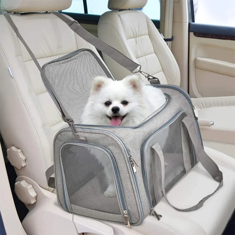 Cat Dog Carrier for Pets within 8KG Airline Approved Collapsible Travel Puppy Carrier, Size: XL (50x34x34cm) - Black