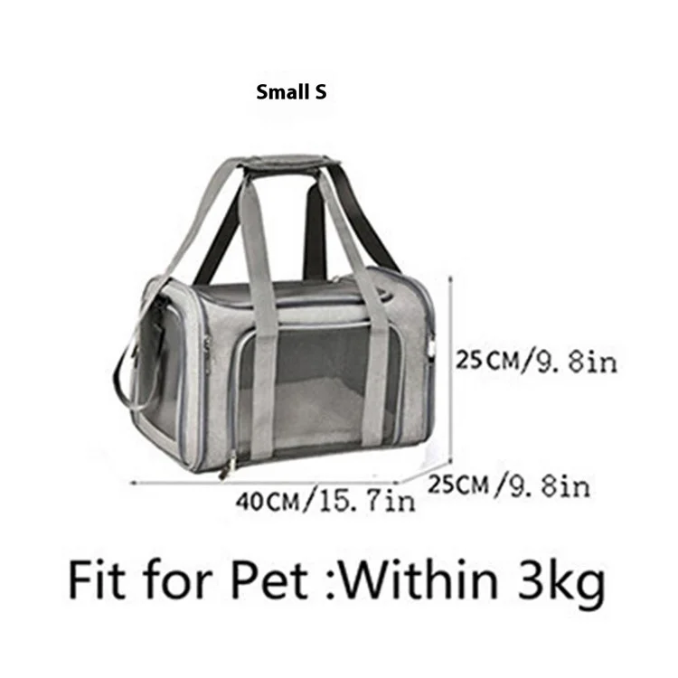 Cat Dog Carrier Pour Animaux de Compagnie Dans un Porte-chiot de Voyage Approuvé Par la Compagnie Aérienne Approuvée Par la Compagnie Aérienne, Taille: S (40x25x25cm) - Gris