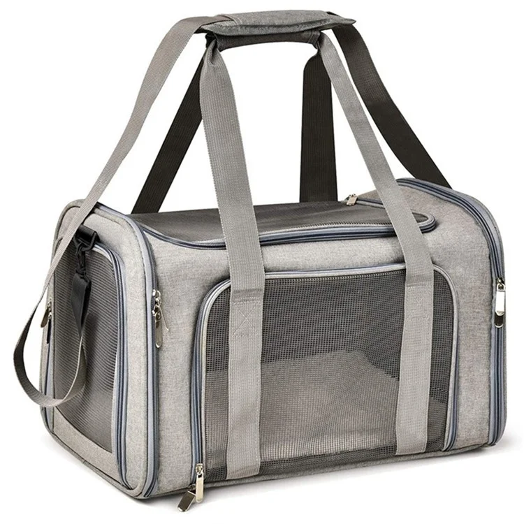 Cat Dog Carrier Pour Animaux de Compagnie Dans un Porte-chiot de Voyage Approuvé Par la Compagnie Aérienne Approuvée Par la Compagnie Aérienne, Taille: L (45x30x30cm) - Gris