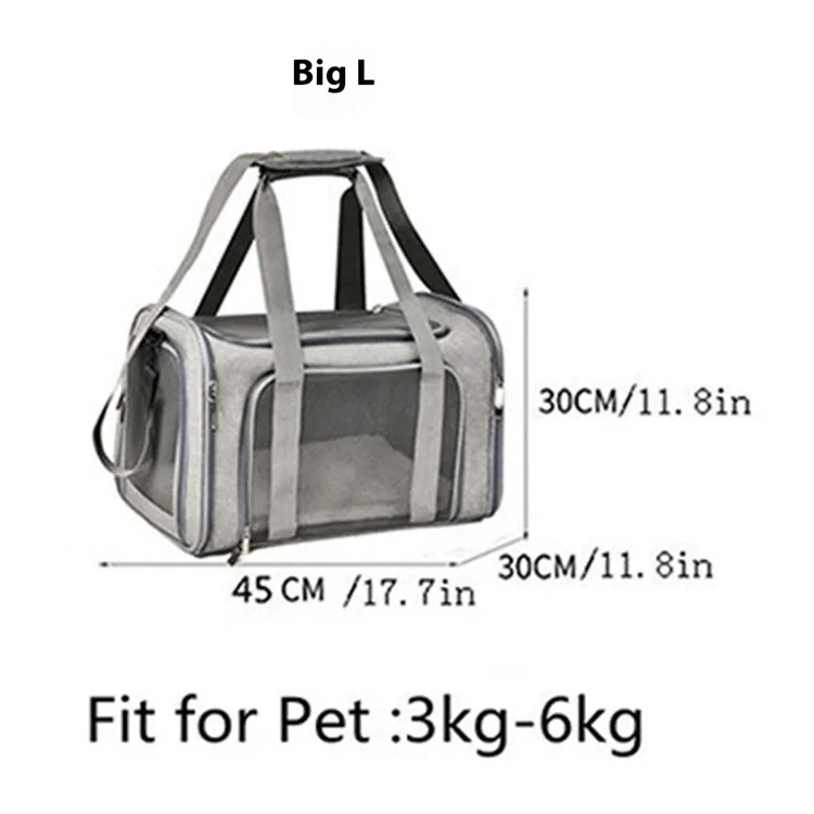 Cat Dog Carrier for Pets within 3-6KG Airline Approved Collapsible Travel Puppy Carrier, Size: L (45x30x30cm) - Pink