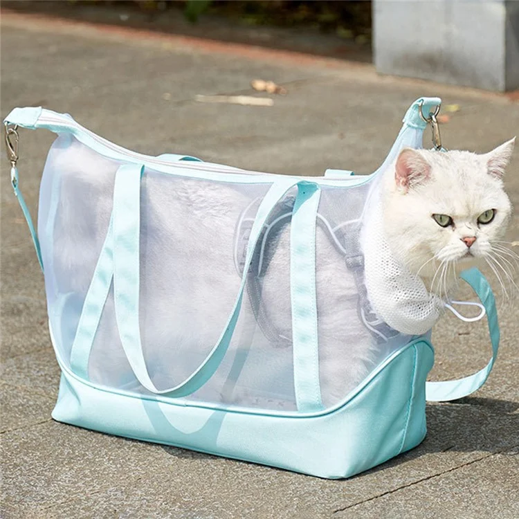 FHH-001 Sac de transport pour chat en maille respirant d'été portable en nylon et tissu Oxford - Vert menthe