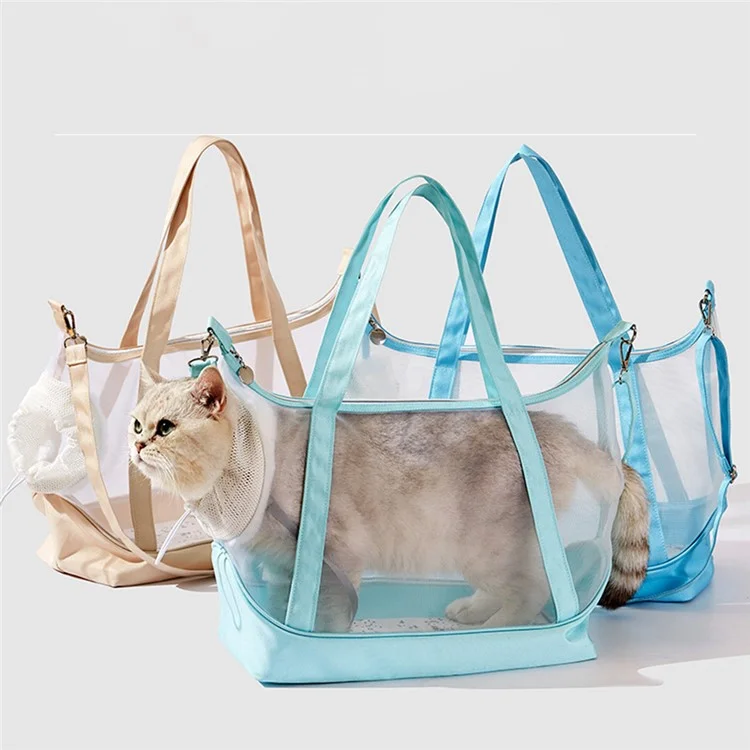 FHH-001 Sac de transport pour chat en maille respirant d'été portable en nylon et tissu Oxford - Vert menthe