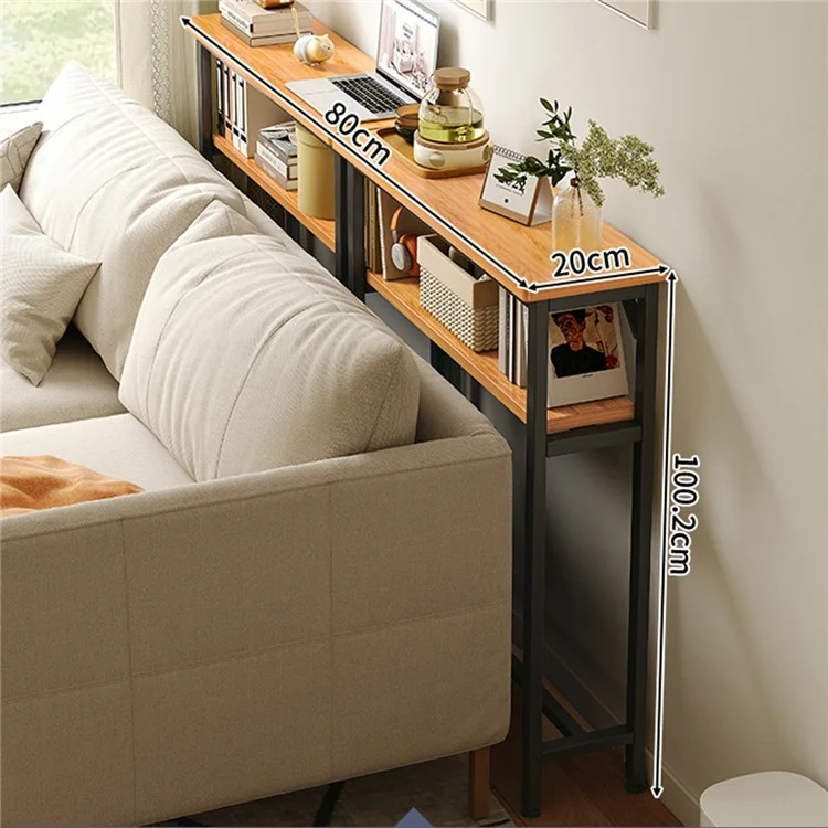 Étagère de rangement étroite de 80 x 20 cm, organisateur de double couche pour l'espace entre le canapé et le mur - Cadre noir