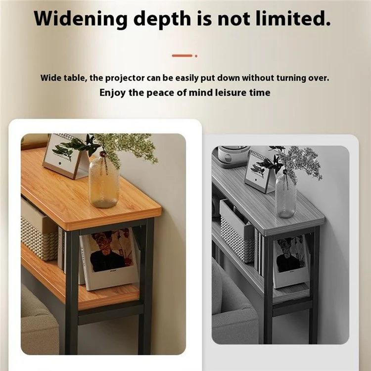 Étagère de rangement étroite de 80 x 20 cm, organisateur de double couche pour l'espace entre le canapé et le mur - Cadre noir