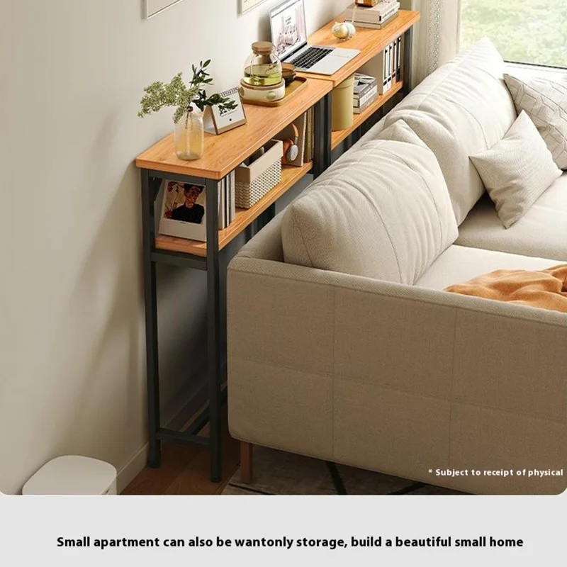 80x20cm Narrow Space Saver Storage Rack Sofa Bedside Wall Gap Dual Layer Organizer Shelf - White Frame