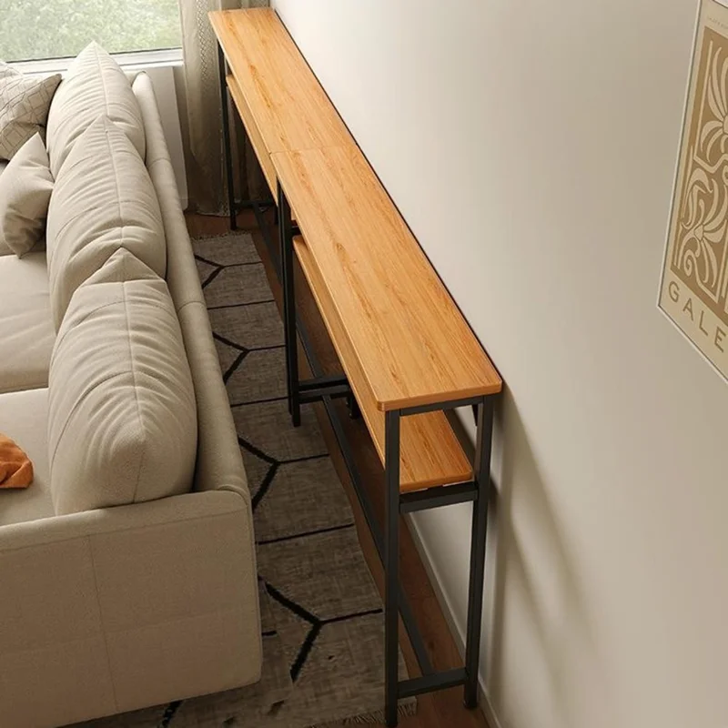 80x20cm Narrow Space Saver Storage Rack Sofa Bedside Wall Gap Dual Layer Organizer Shelf - White Frame