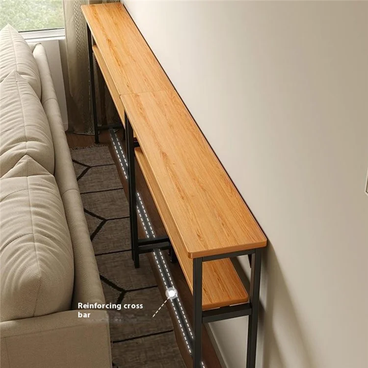 120x20cm Narrow Space Saver Storage Rack Sofa Bedside Wall Gap Dual Layer Organizer Shelf - Black Frame