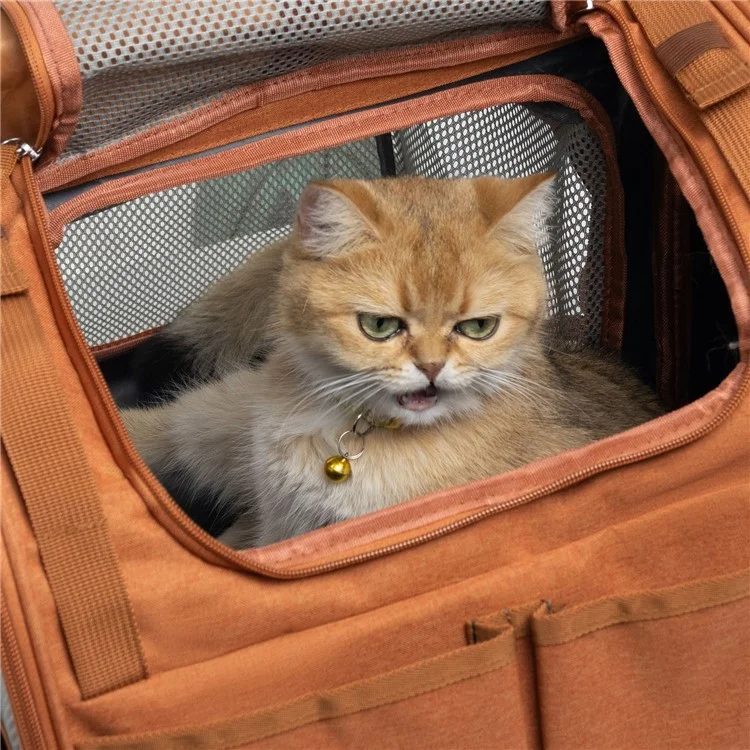 Zaino Trasportino Espandibile per Animali Domestici con Ampio Spazio Traspirante per Viaggio - Marrone