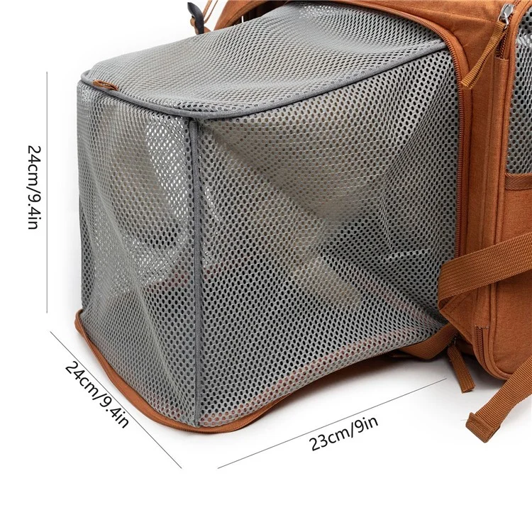 Expandable Pet Carrier Backpack Large Space Breathable Travel Bag for Cats and Dogs - Grey