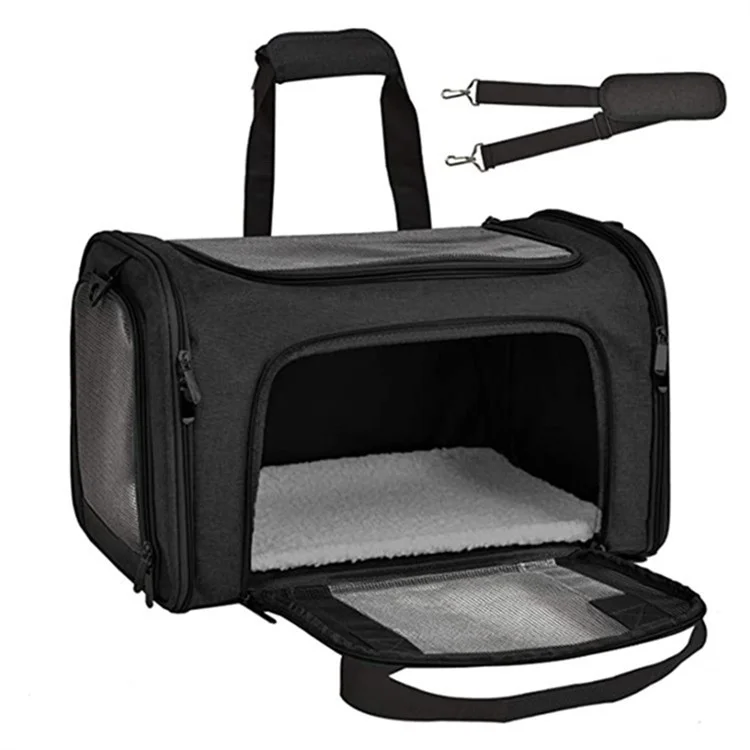 Borsa Trasportino per Animali Domestici Portatile Piccola Dimensione Traspirante con Supporto in Acciaio - Nero
