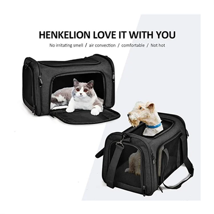 Borsa Trasportino per Animali Domestici Portatile Piccola Dimensione Traspirante con Supporto in Acciaio - Nero
