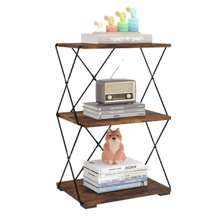 3 Tiers 40cm Width Carbon Steel Storage Rack for Living Room Floor Standing Magazine Organizer Shelf