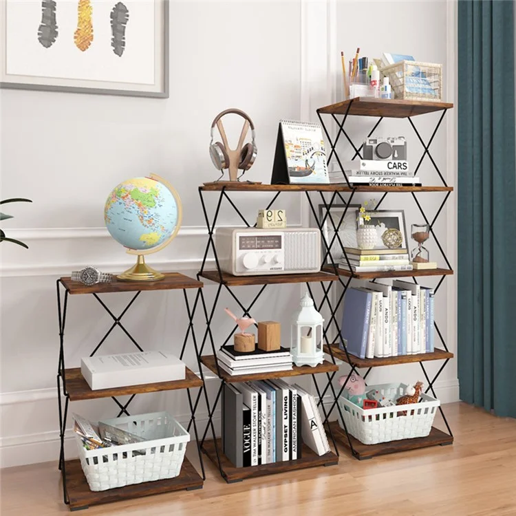 4 Tiers 40cm Width Carbon Steel Storage Rack for Living Room Floor Standing Magazine Organizer Shelf