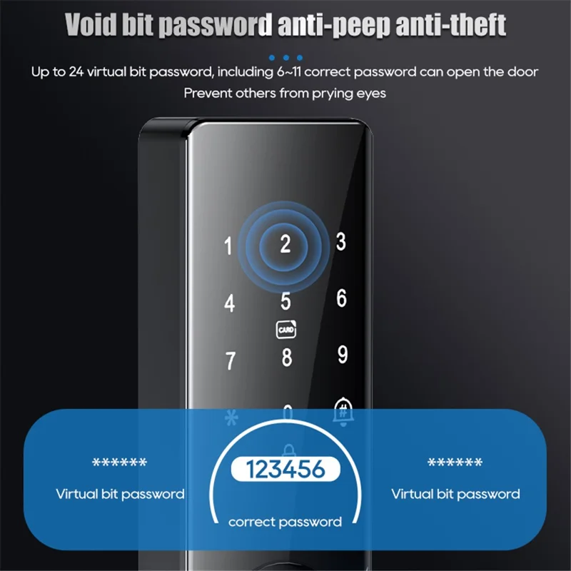 Tuya Smart Elektronisches Türschloss Halb-Automatisch mit Fingerabdruck-Passwort für Heimsicherheit - 18 cm Schlossgehäuse