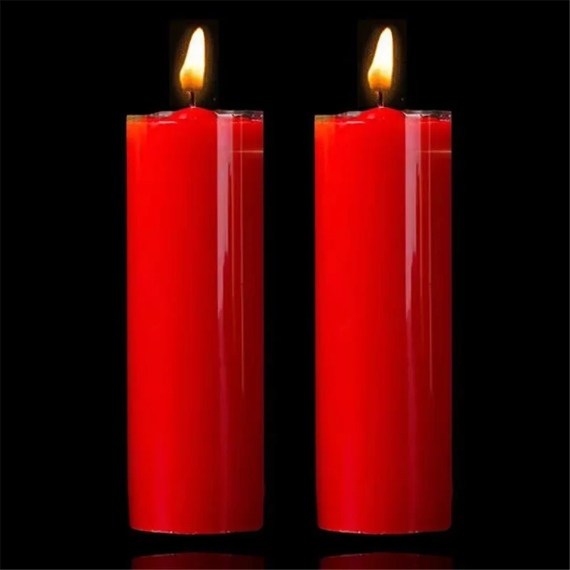2Pcs 7 x 20cm Solid Cylinder Candles Long Burning Pillar Candles for Church Wedding Decor - Red