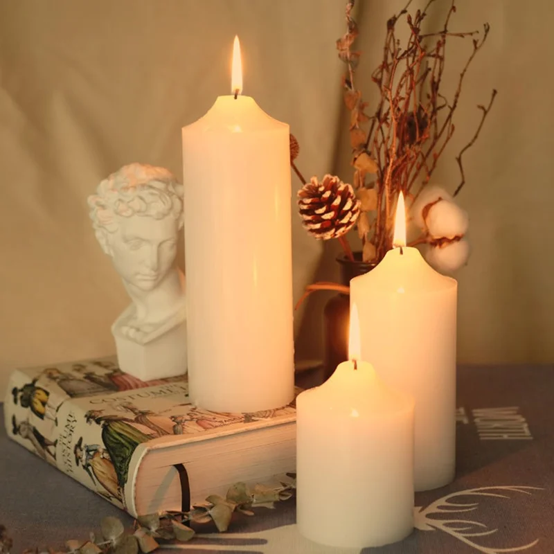2Pcs 7 x 20cm Solid Cylinder Candles Long Burning Pillar Candles for Church Wedding Decor - Red