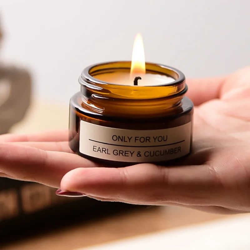 Creative Soy Wax Aromatherapy Candle with Glass Bottle Scented Candle Valentine Day Gift - Earl Grey and Cucumber