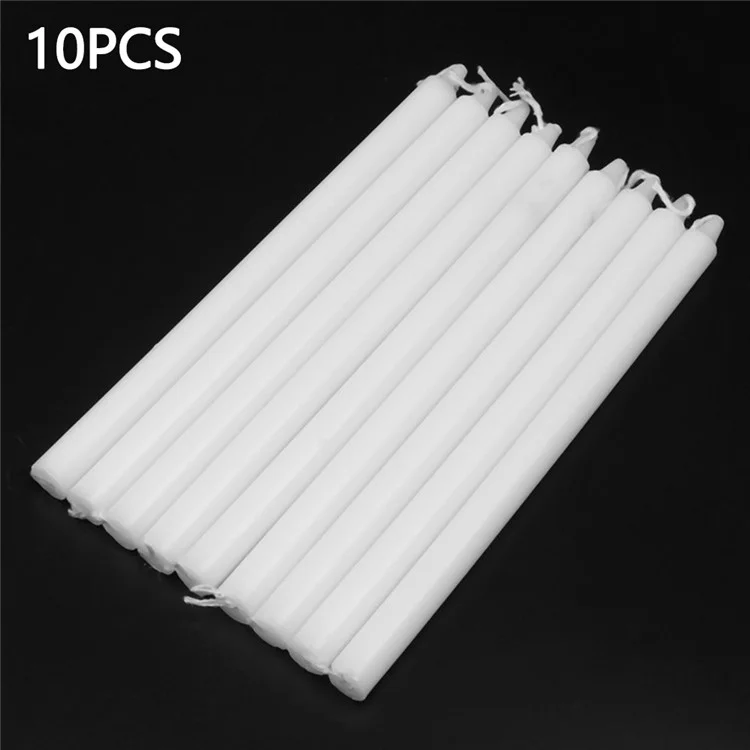10Pcs 2 x 21cm Taper Candles for Wedding Emergency Lighting Smokeless Long Stem Romantic Candles - White