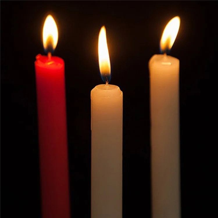 10Pcs 2 x 21cm Taper Candles for Wedding Emergency Lighting Smokeless Long Stem Romantic Candles - White