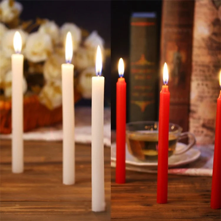 10Pcs 2 x 21cm Taper Candles for Wedding Emergency Lighting Smokeless Long Stem Romantic Candles - White