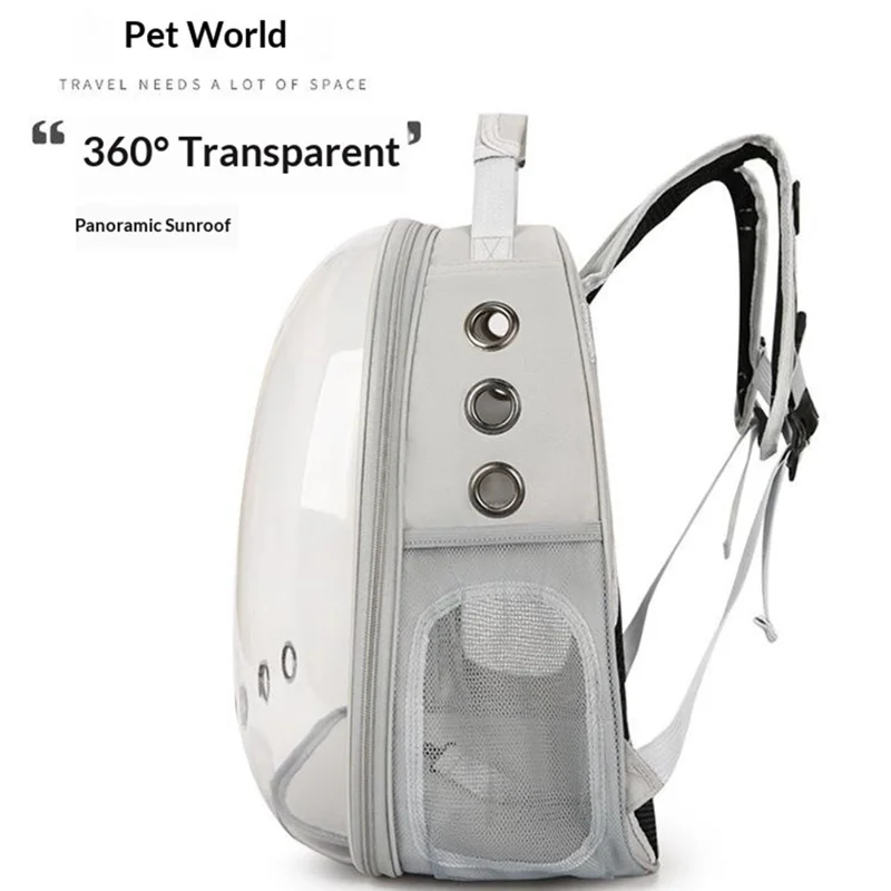 Sac à dos transport pour chat en tissu Oxford, sac à dos transparent pour animaux domestiques avec 9 trous de ventilation, sac à bandoulière double respirant - Bleu roi