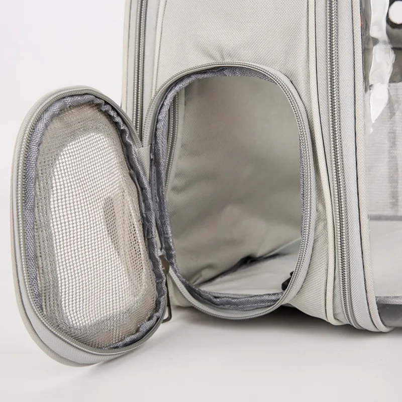 Mochila Transportadora para Gatos em Tecido Oxford Mochila Transparente para Animais de Estimação com 9 Orifícios de Ventilação Mochila de Ombro Duplo Respirável - Verde
