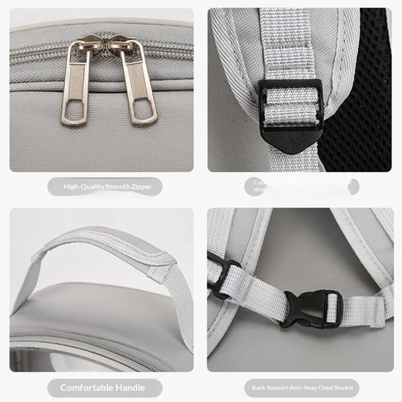 Mochila Transportadora para Gatos em Tecido Oxford Mochila Transparente para Animais de Estimação com 9 Orifícios de Ventilação Mochila de Ombro Duplo Respirável - Verde