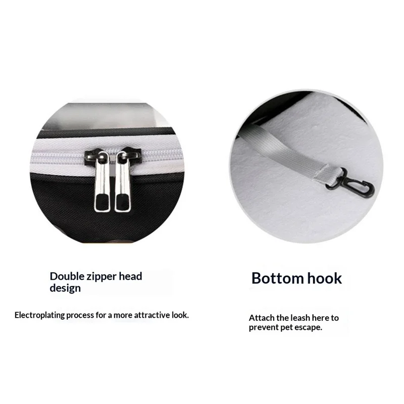 Oxford Cloth Transparent Cat Carrier Handheld Backpack Pet Bag with 9 Vent Holes and Ergonomic Shoulder Straps - Transparent Case  /  Black