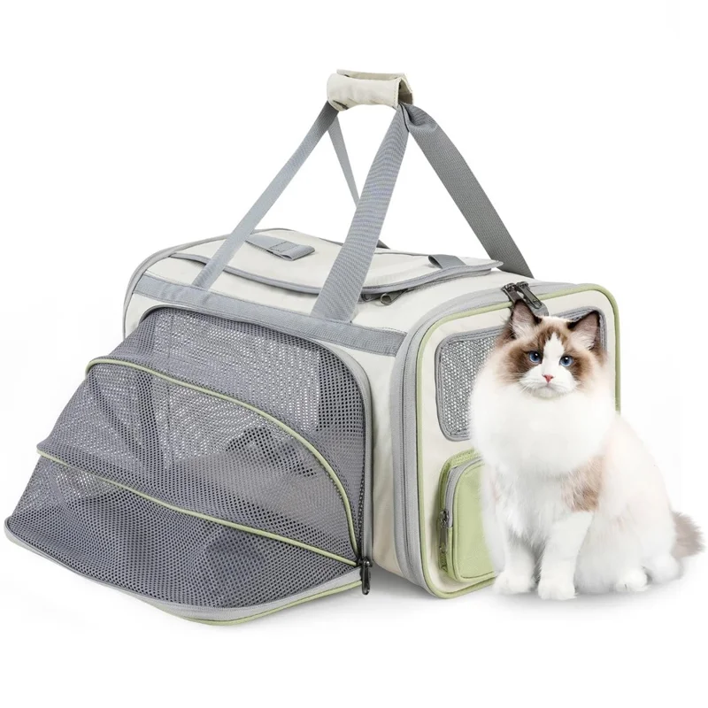 Sac à dos pour chat en maille respirante, portable, espace extensible, grand compartiment, transporteur souple pour animaux de compagnie avec ouverture supérieure
